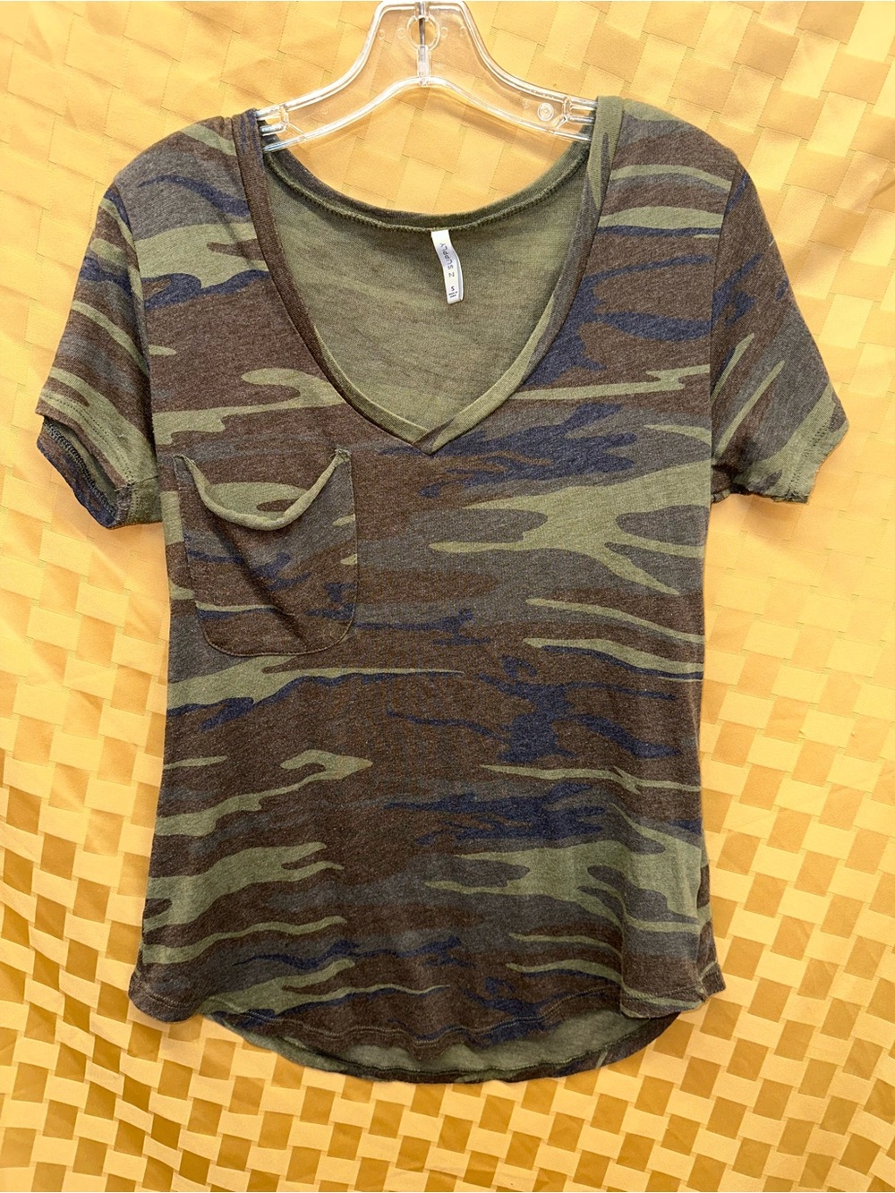 Z Supply Olive & Brown Camo V-Neck Pocket Tee